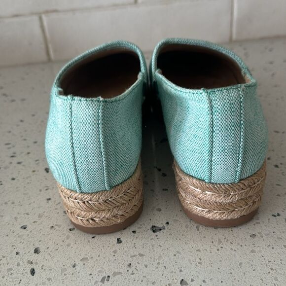 Naturalizer Thea 3 Turquoise Linen Espadrille Platform Slip On Loafers Size 8.5M - Picture 5 of 12